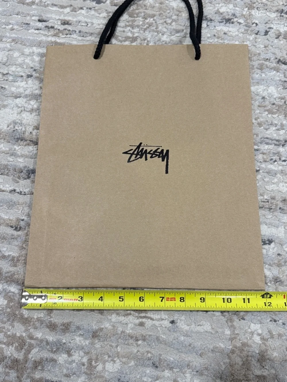 Stussy Brown paper Gift Bag with Black Logo and Handles